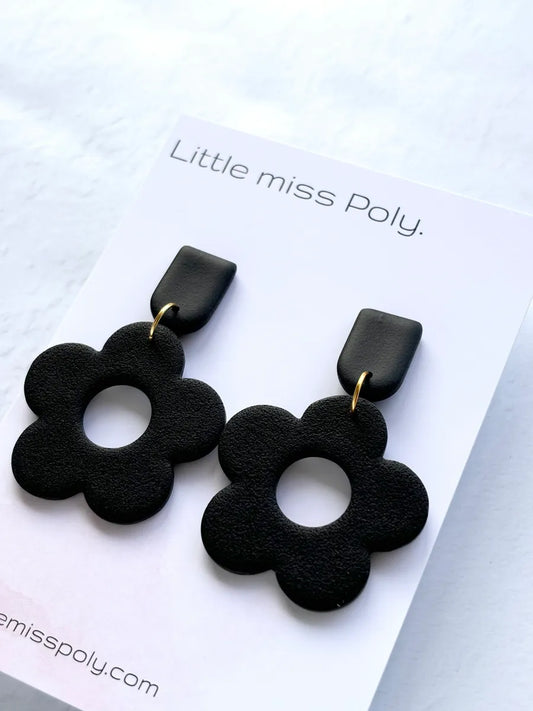 Betty Black Flower Dangle