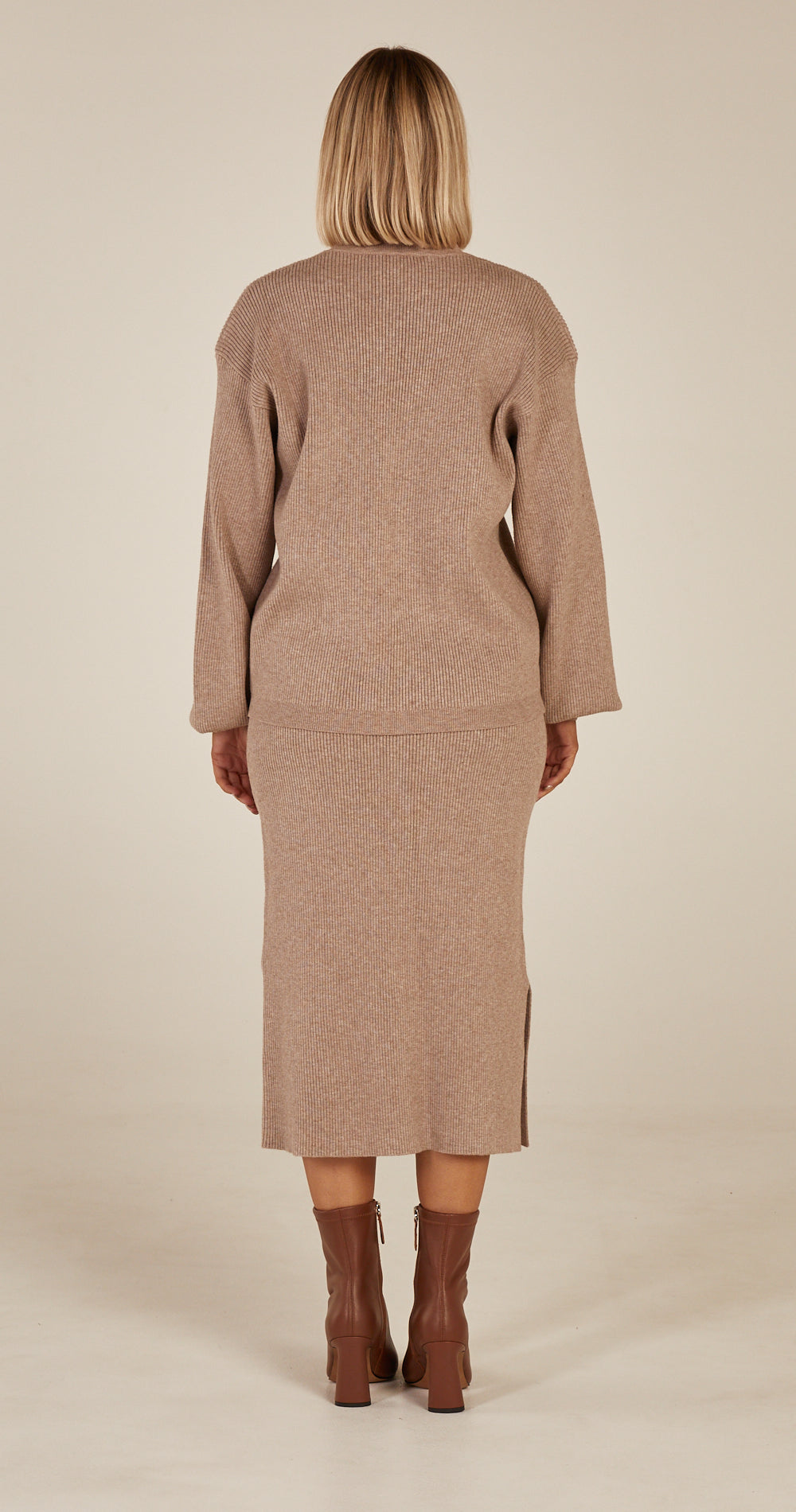 Hazel Ribbed Knit - Mocha Marle
