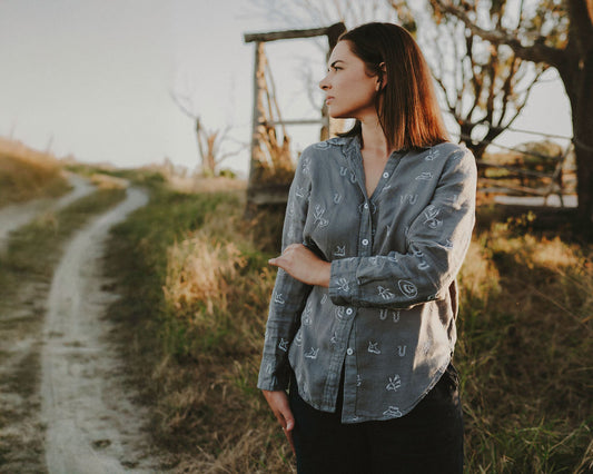 Spinifex Lady Jane Outback Organic Embroidered Linen Shirt