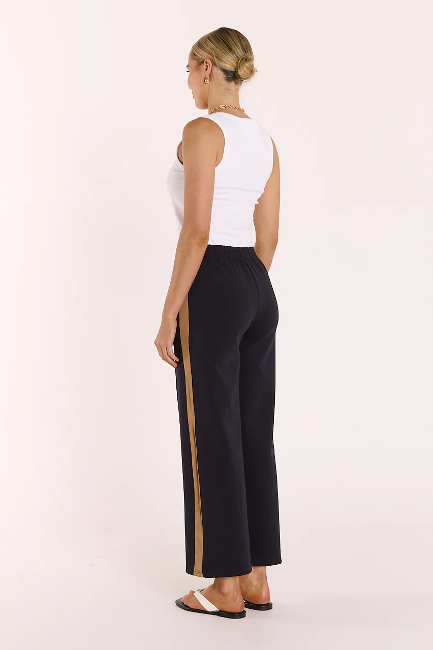 Noah Cropped Pant - Navy Camel Stripe