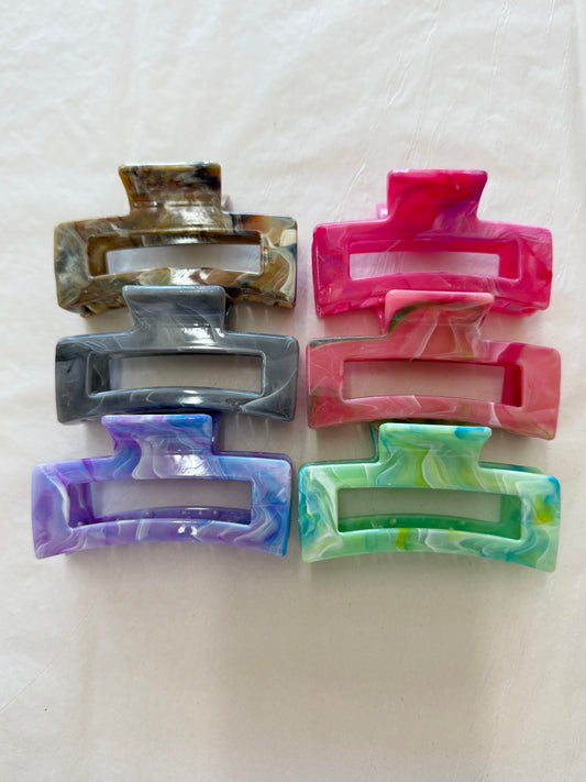 Marble Rectangle Hair Claws