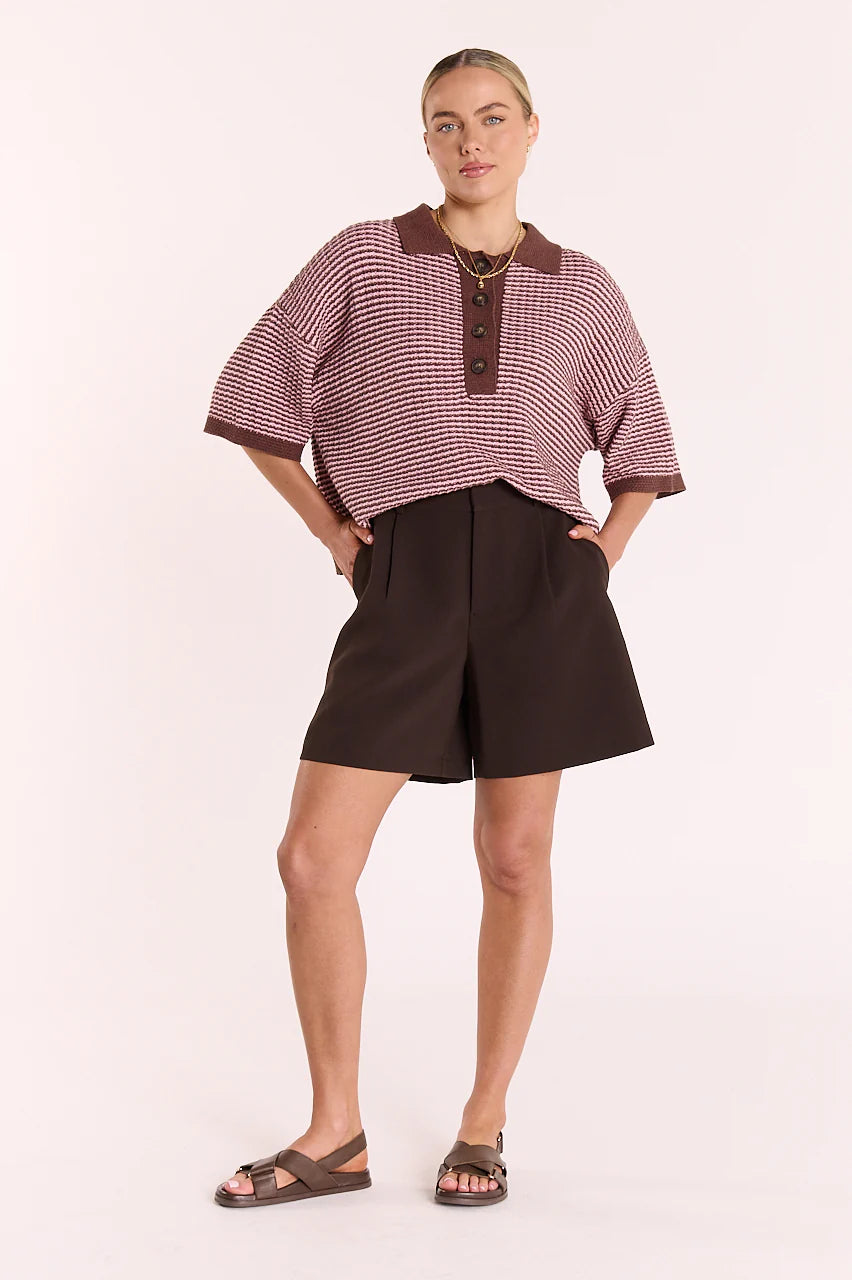 Hunter Top - Chocolate Pink Stripe