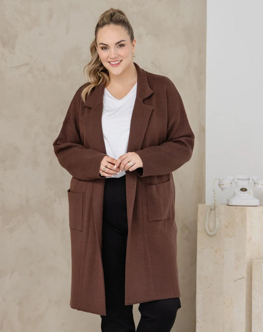 Chloe Knit Coatigan Chocolate