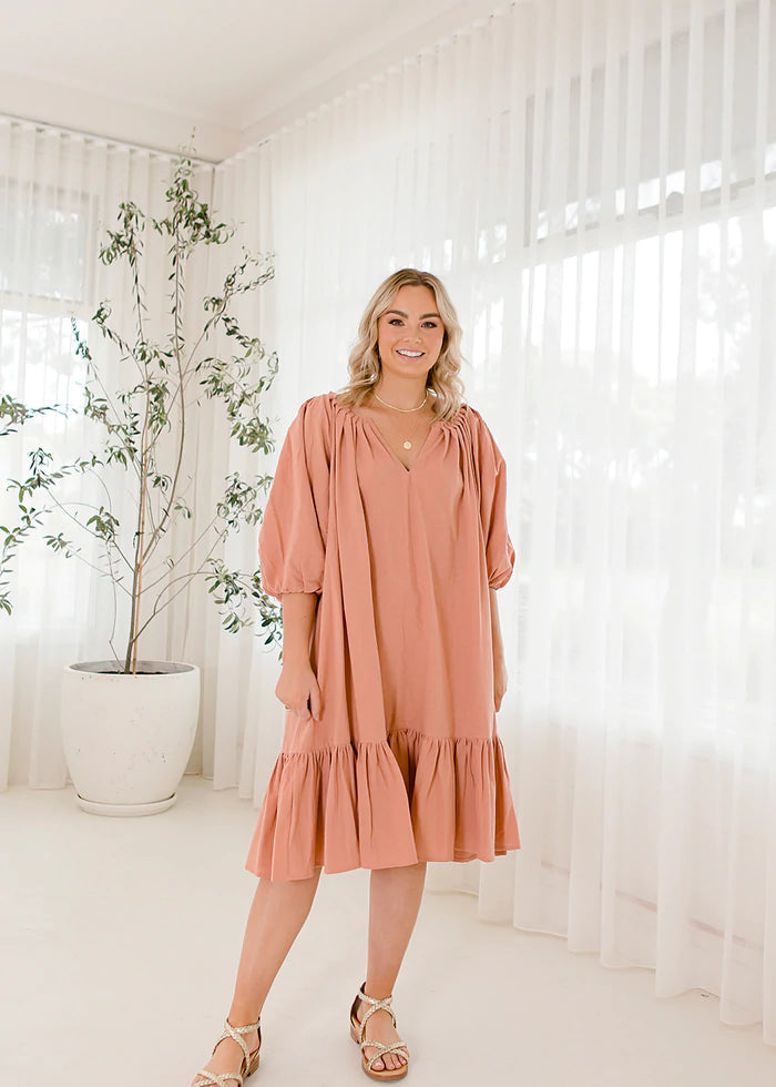 Paros Dress - Rouge & Seamist