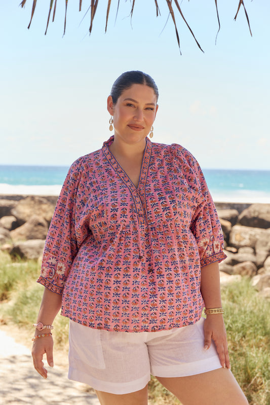 Cairo Boho Blouse in Rosa