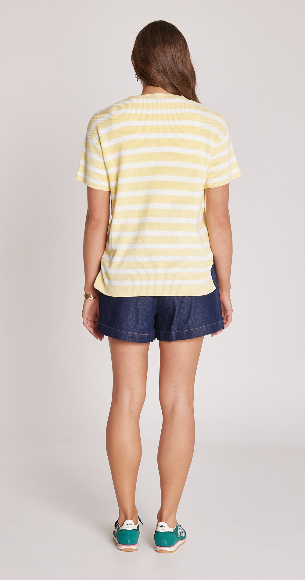 Jasper Knitted Tee - Lemon White Stripe