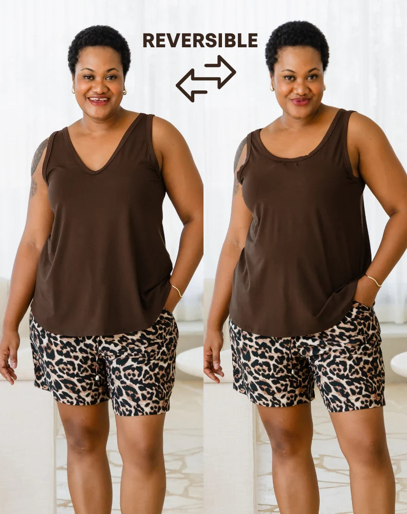 Elena Two-Way Neckline Tank Chocolate