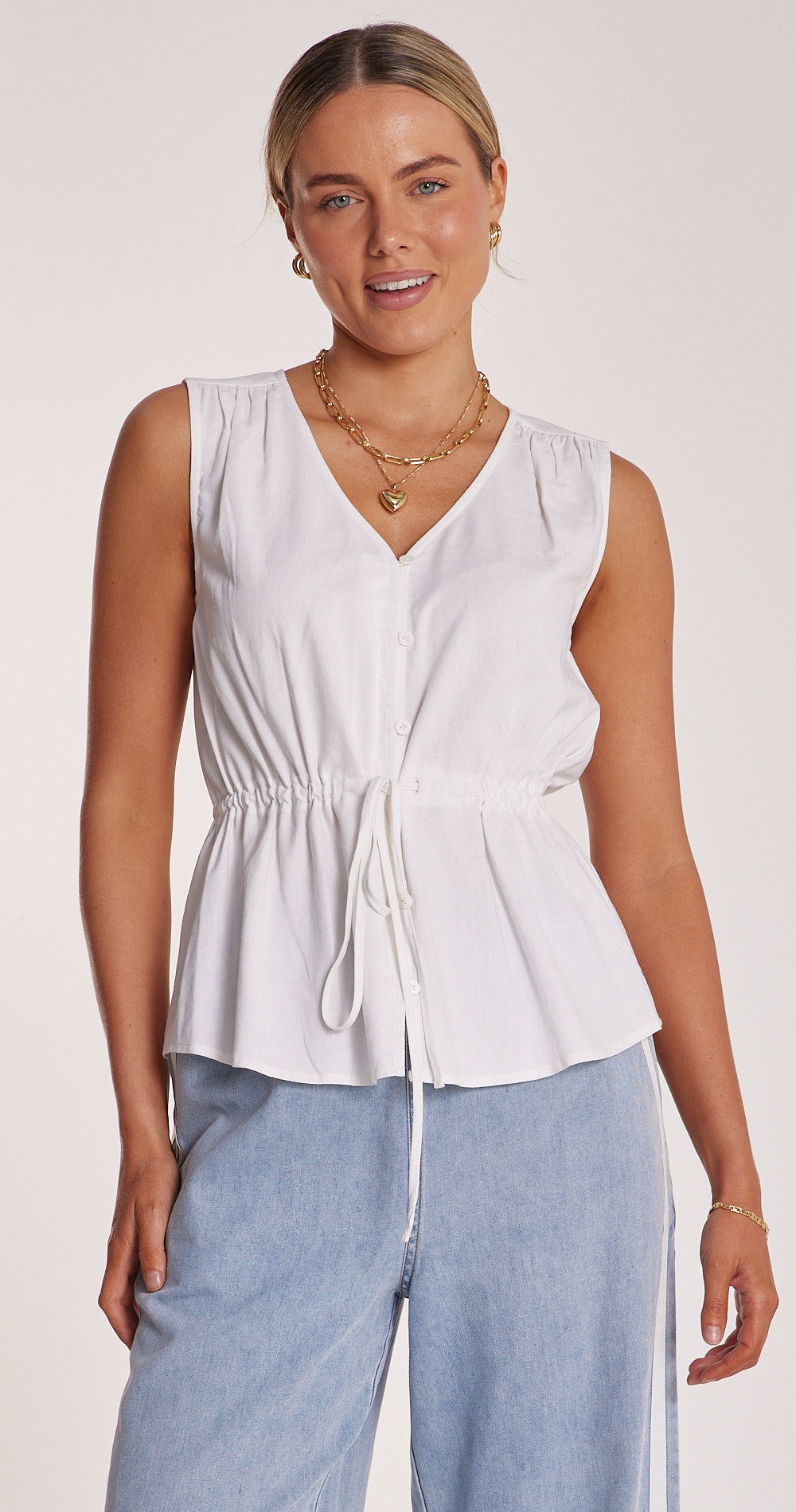 Riley Sleeveless Top - White