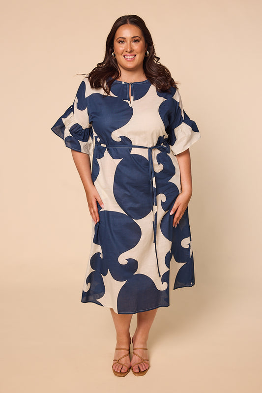 Tara Tie Dress in Davenport