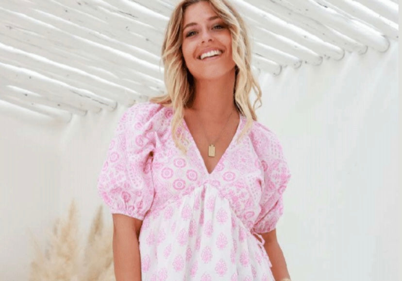 Pastel Boho Top - Pink