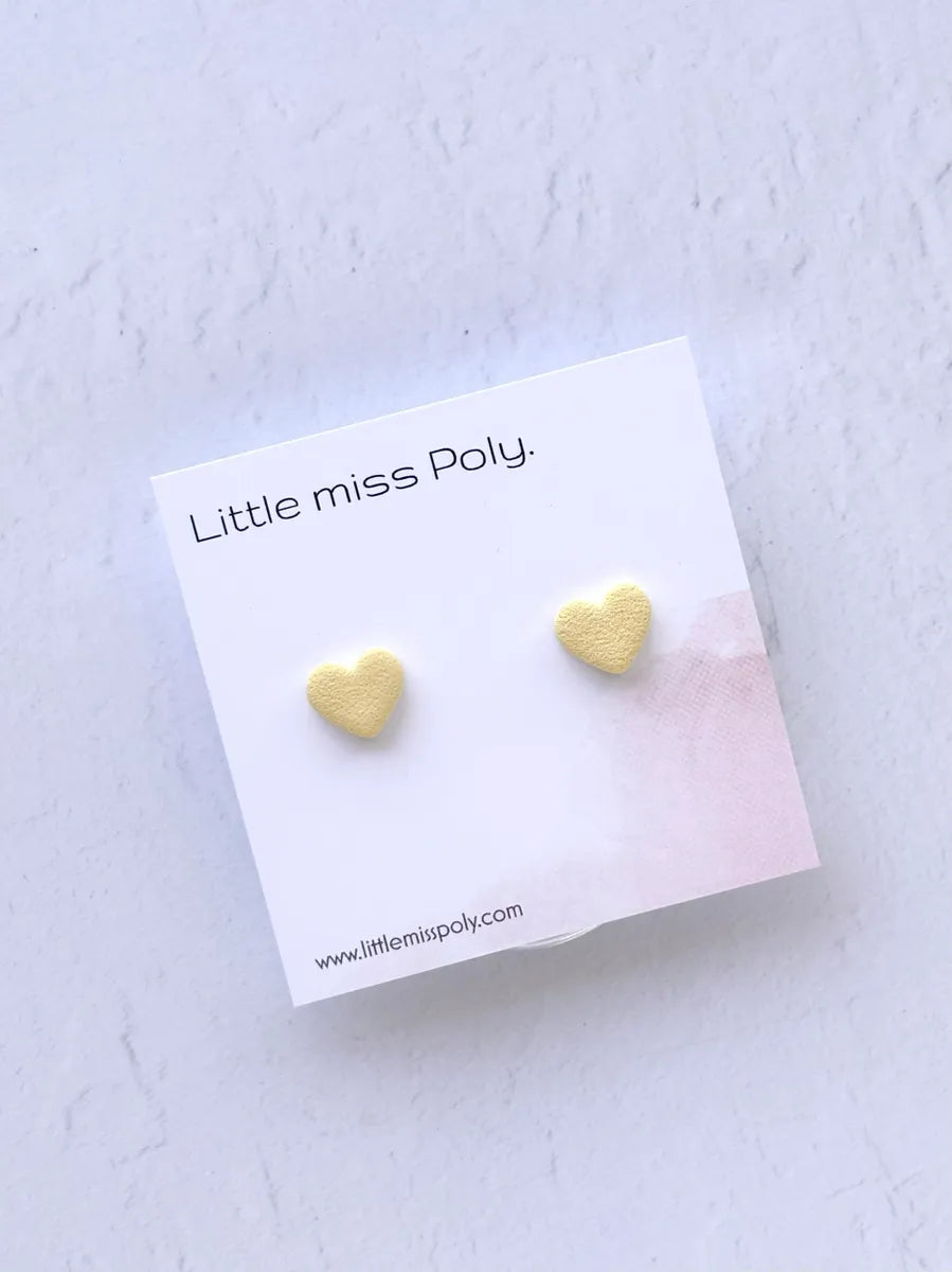 Mini Heart Stud - Yellow