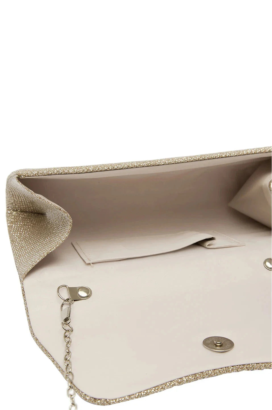 Beth Pleated Flap Shimmer Clutch Bag Champagne