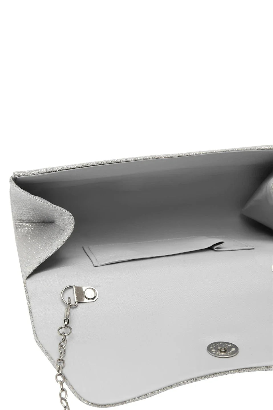 Beth Pleated Flap Shimmer Clutch Bag Silver