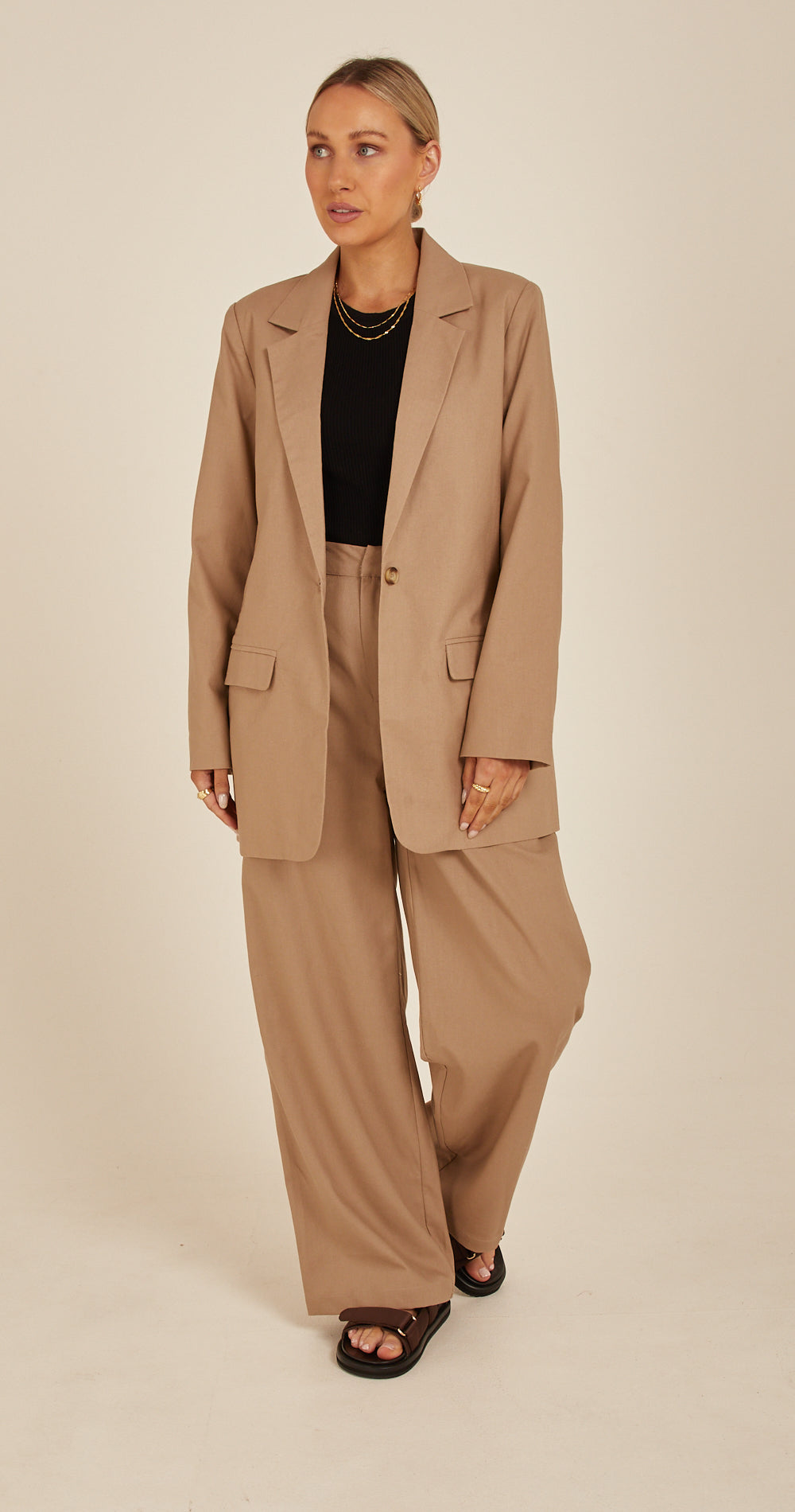 Carrie Linen Blend Blazer - Camel