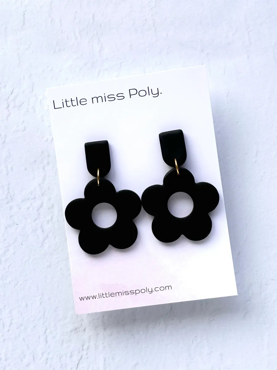 Betty Black Flower Dangle