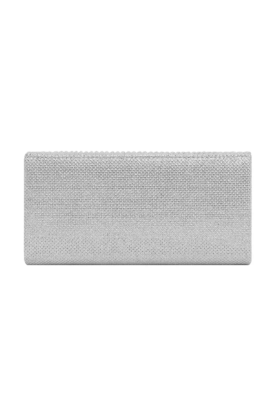 Beth Pleated Flap Shimmer Clutch Bag Silver