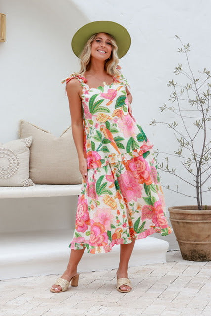 Melon Of Paradise Ruffle Tier Dress