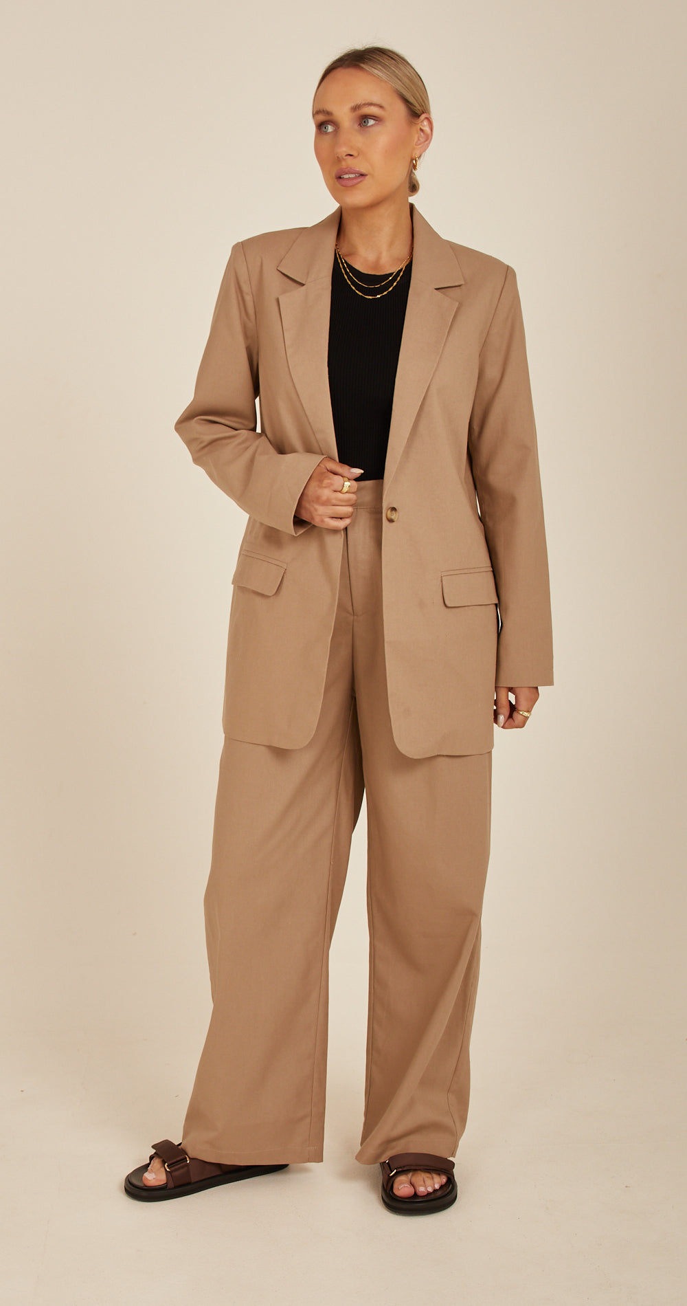 Carrie Linen Blend Blazer - Camel