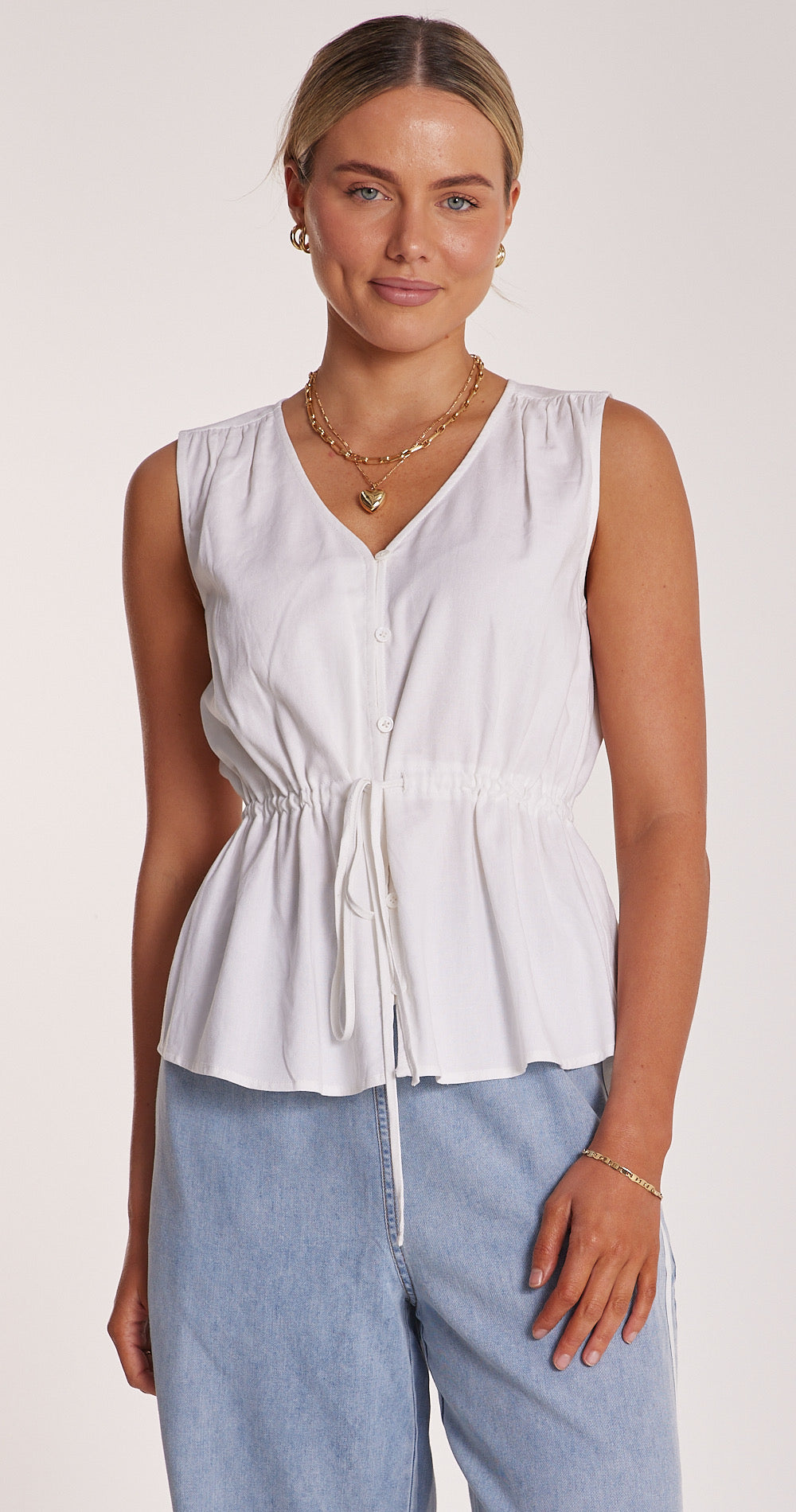 Riley Sleeveless Top - White