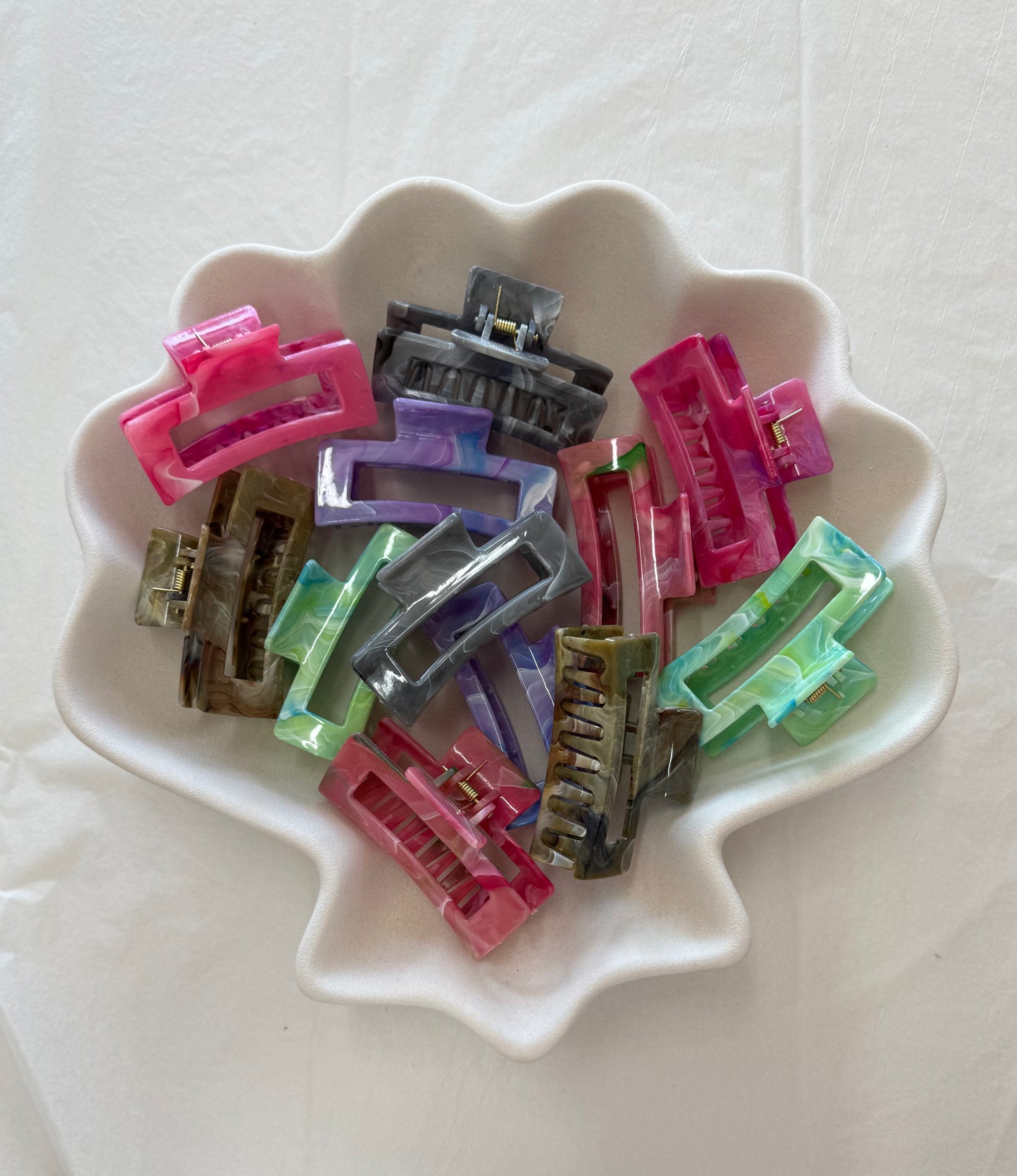 Marble Rectangle Hair Claws