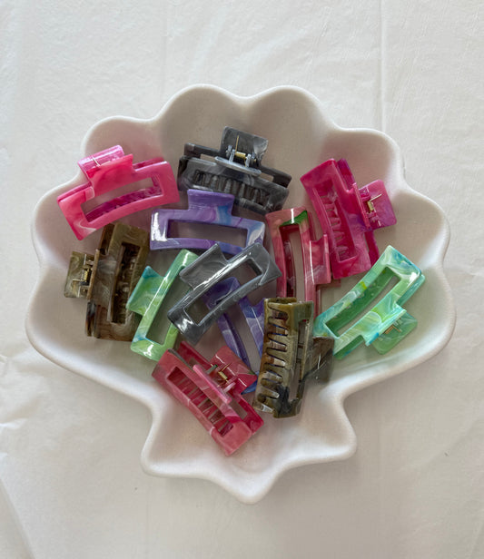 Marble Rectangle Hair Claws