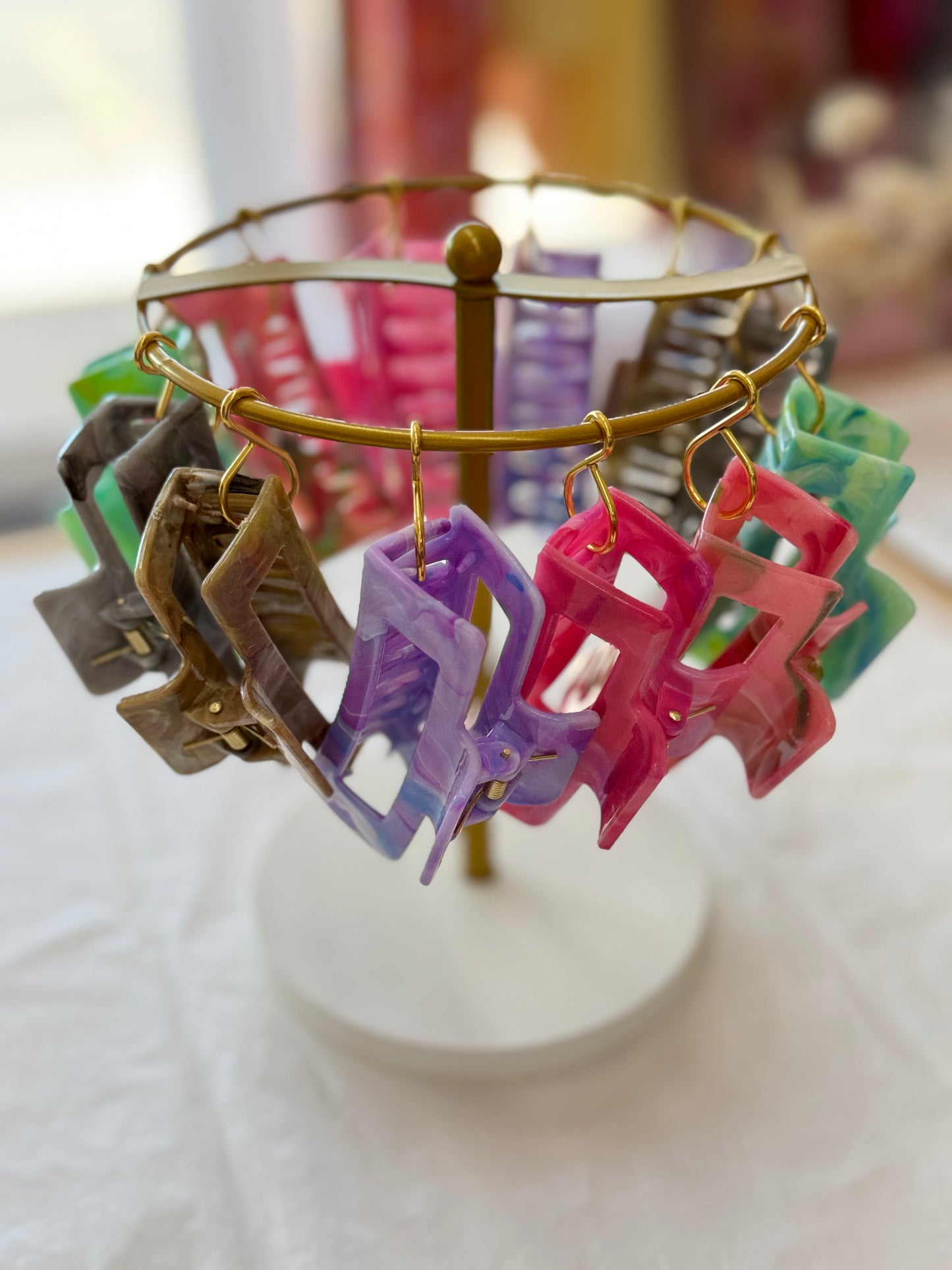 Marble Rectangle Hair Claws