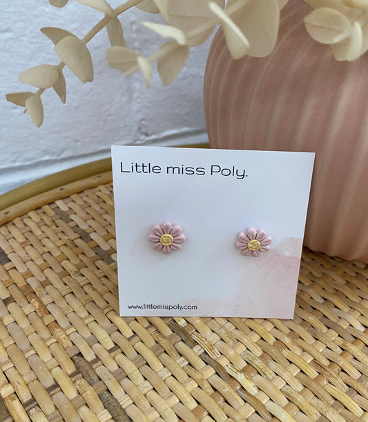 Mini Pink & Yellow Daisy Stud