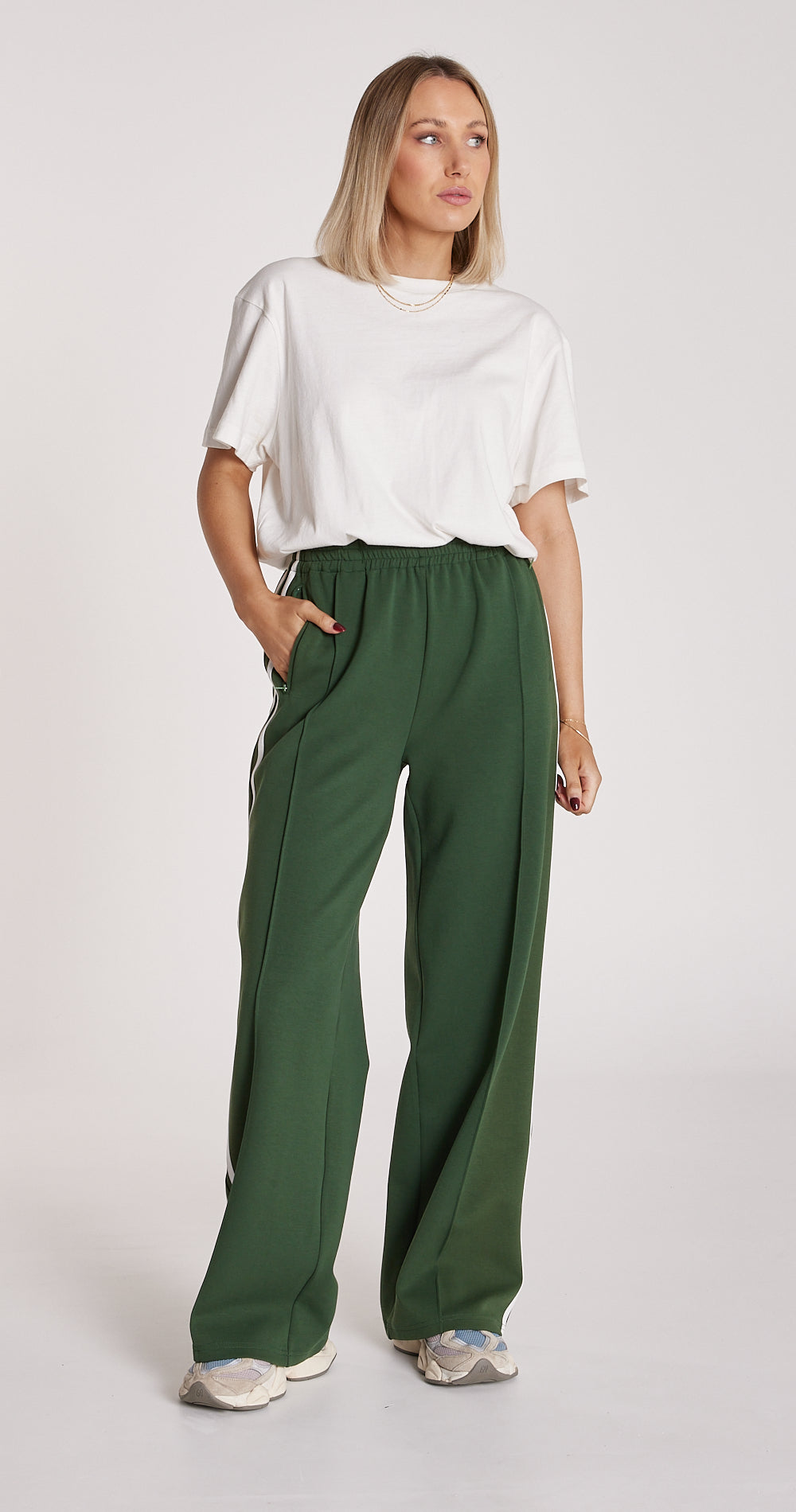 Noah Wide Pant - Green Stripe