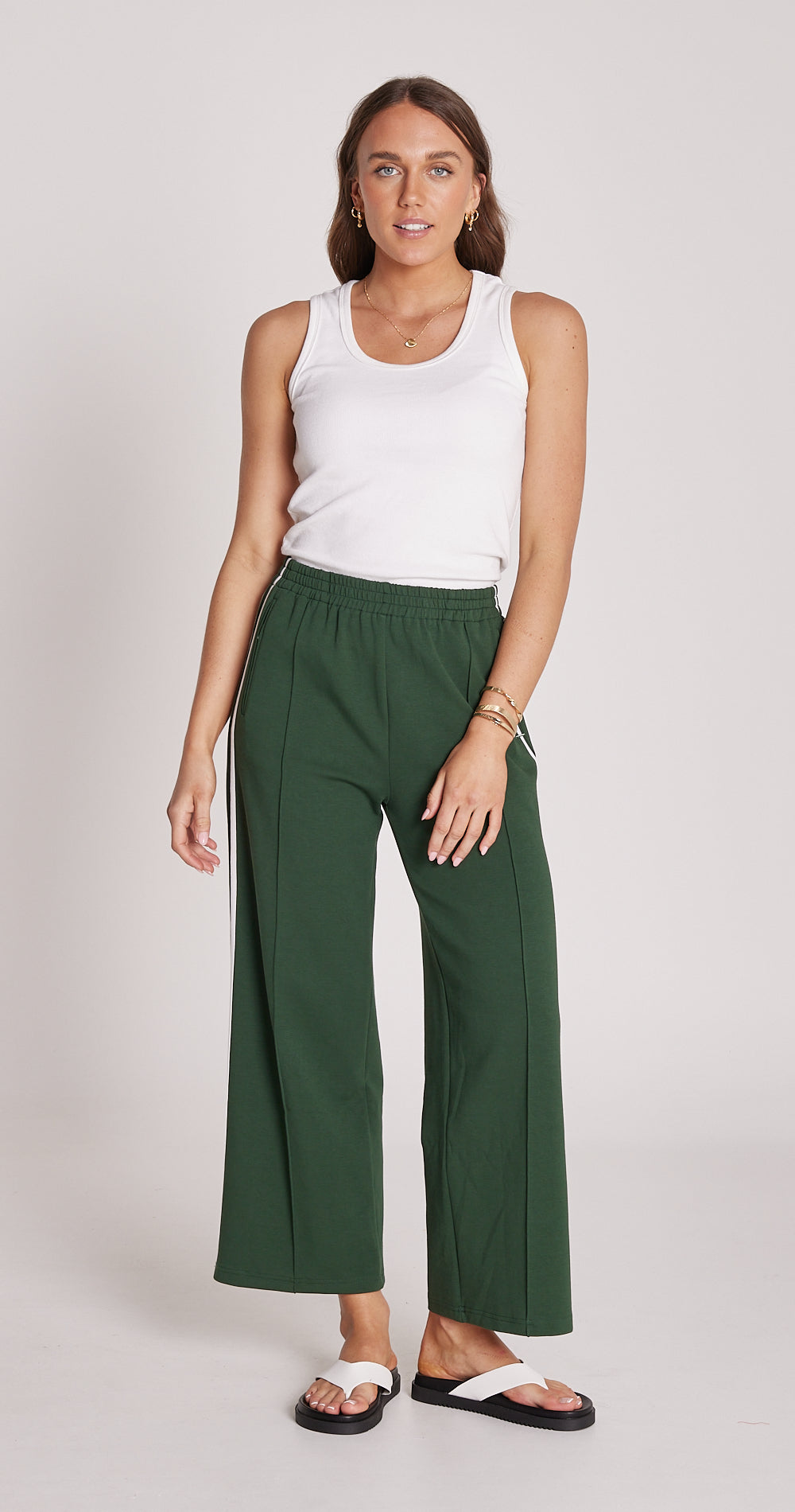 Noah Cropped Pant - Green Stripe