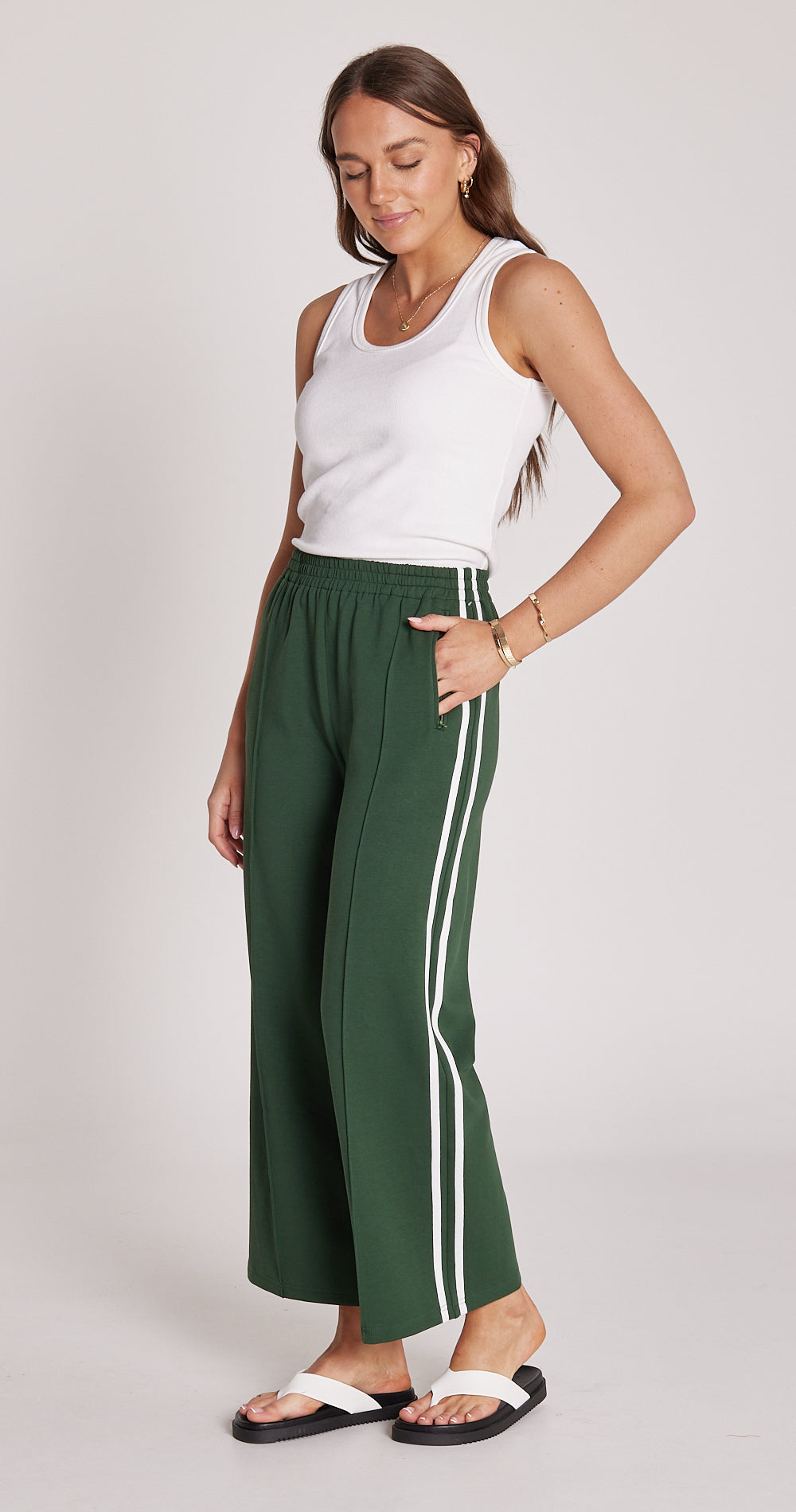 Noah Cropped Pant - Green Stripe