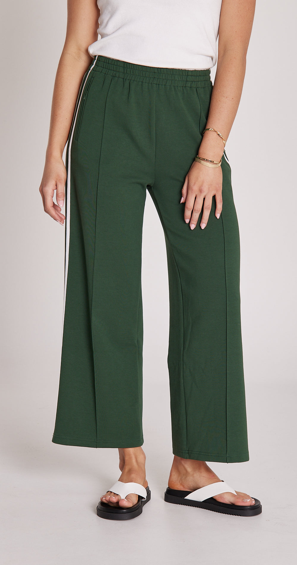 Noah Cropped Pant - Green Stripe