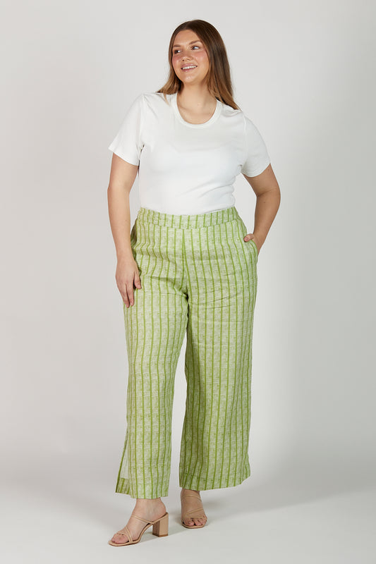 Camille Wide Leg Linen Pant in Sage