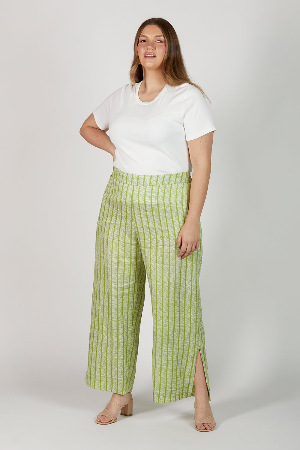 Camille Wide Leg Linen Pant in Sage