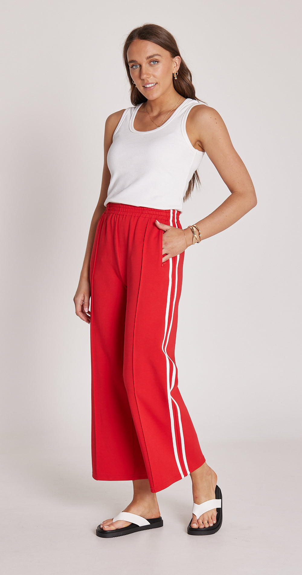 Noah Cropped Pant - Red Stripe