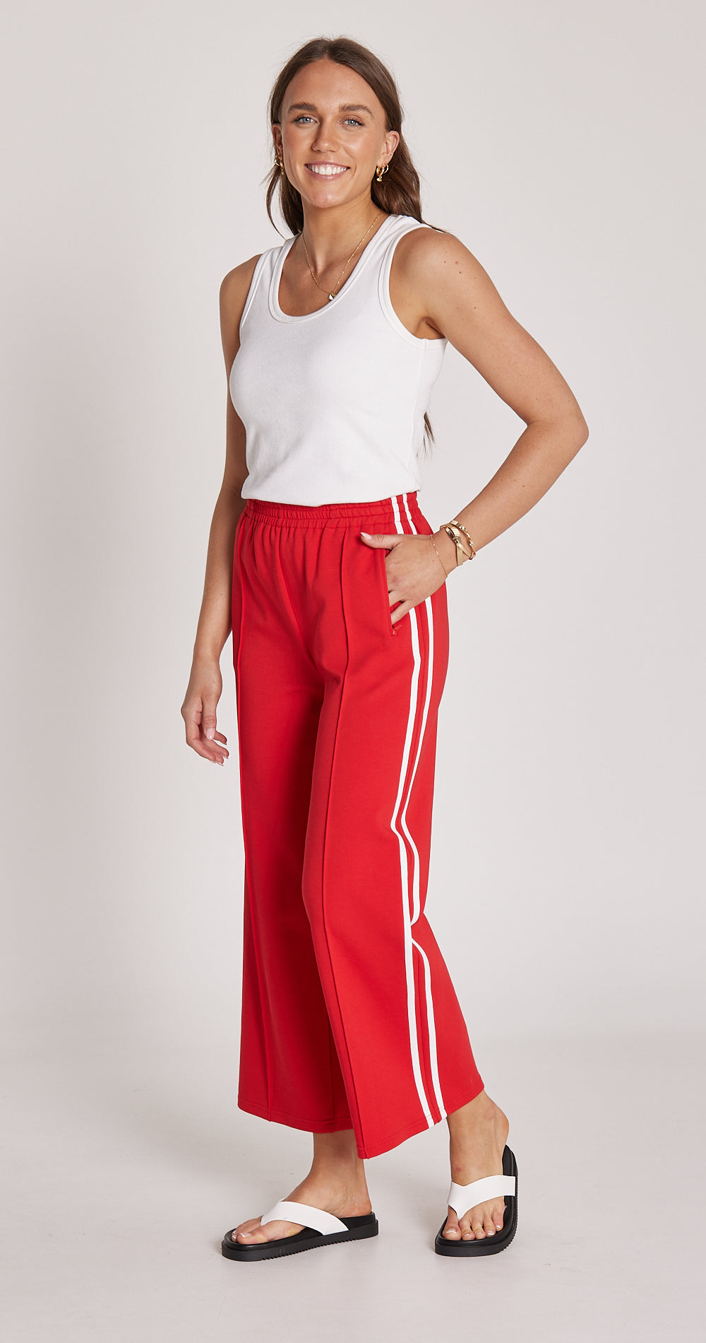 Noah Cropped Pant - Red Stripe