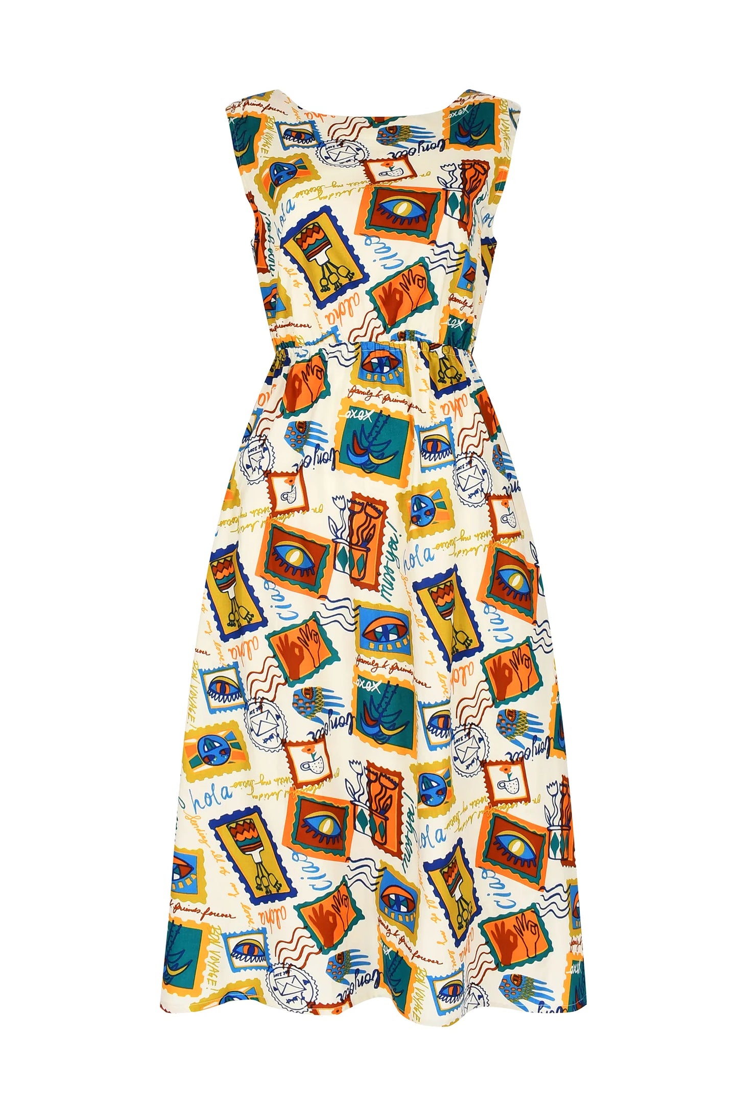 Emery Midi Dress in Wish You Were Here Retro