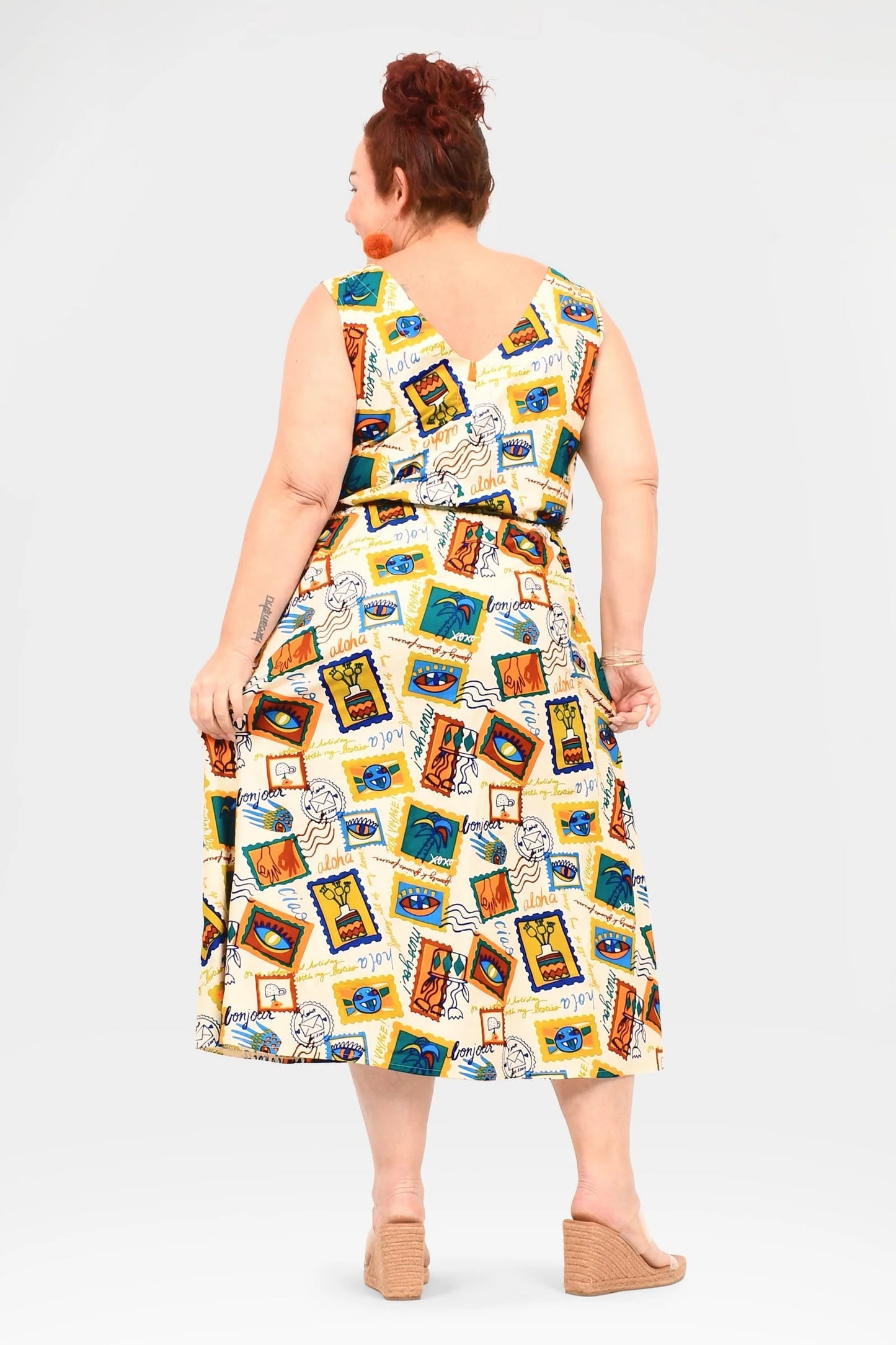 Emery Midi Dress in Wish You Were Here Retro