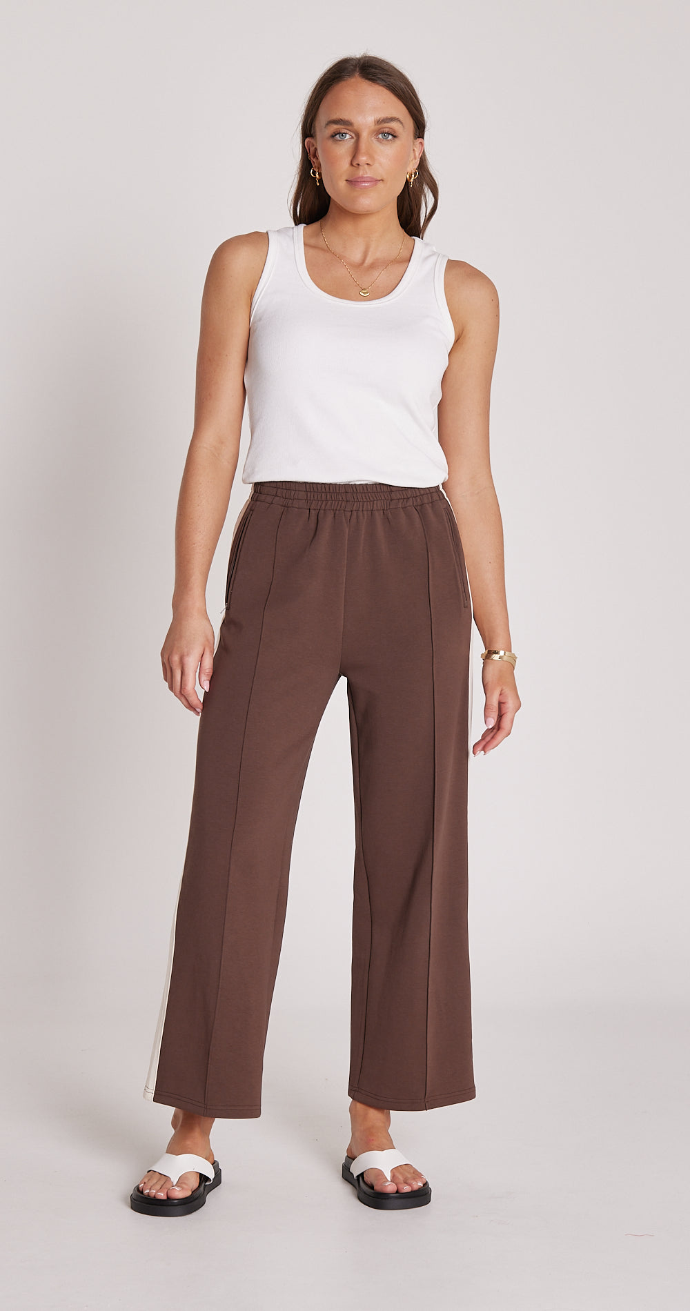 Noah Cropped Pant - Chocolate Cream Stripe