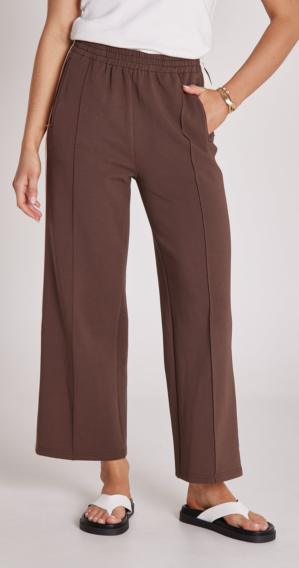 Noah Cropped Pant - Chocolate Cream Stripe