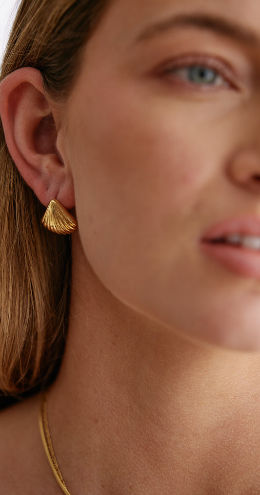 Asha Shell Stud Earrings - Gold
