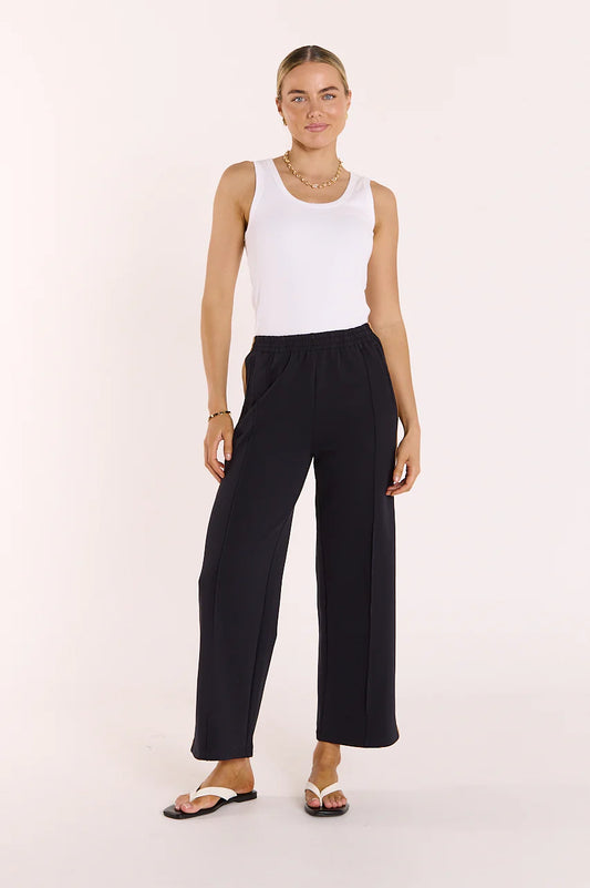 Noah Cropped Pant - Navy Camel Stripe
