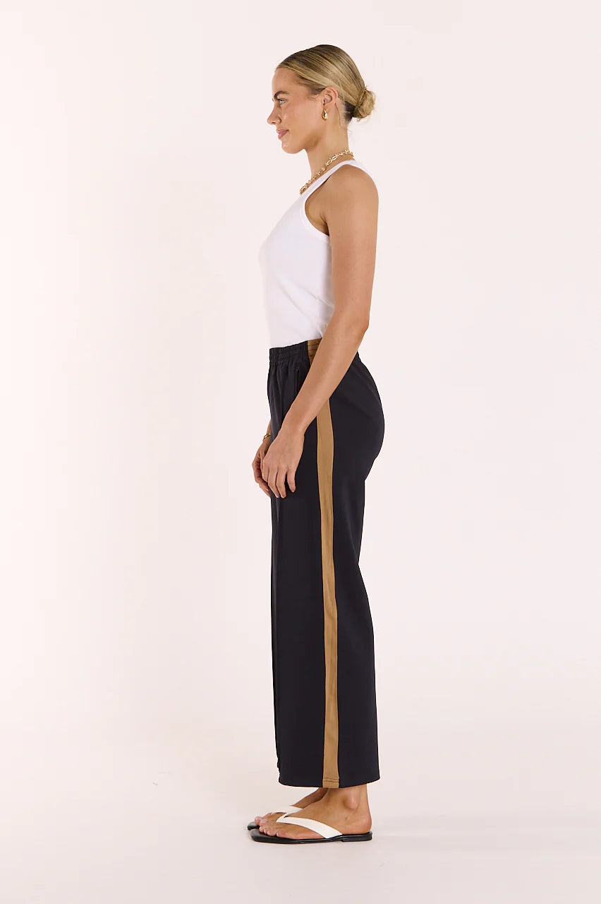 Noah Cropped Pant - Navy Camel Stripe