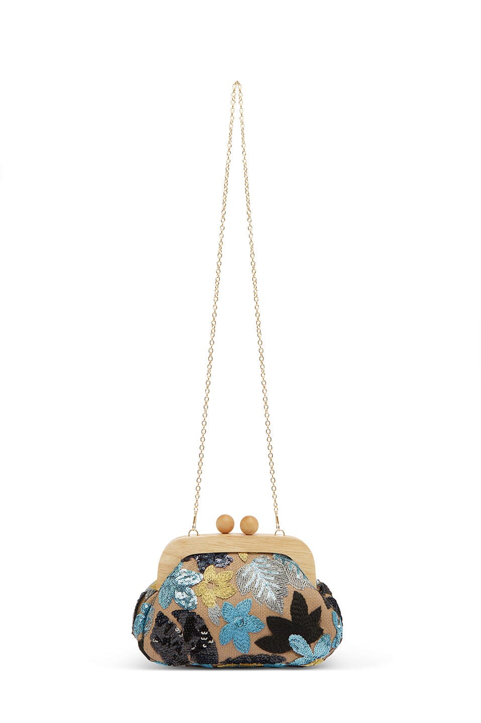 Nancy Floral Sequinned Clutch Bag Blue