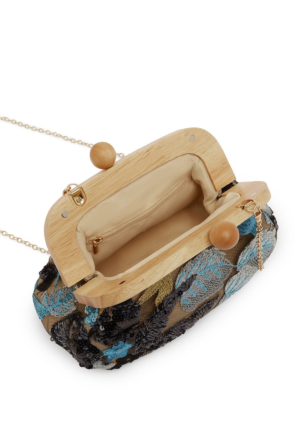 Nancy Floral Sequinned Clutch Bag Blue