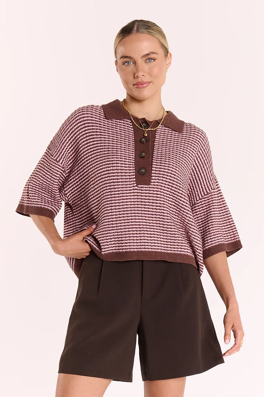 Hunter Top - Chocolate Pink Stripe