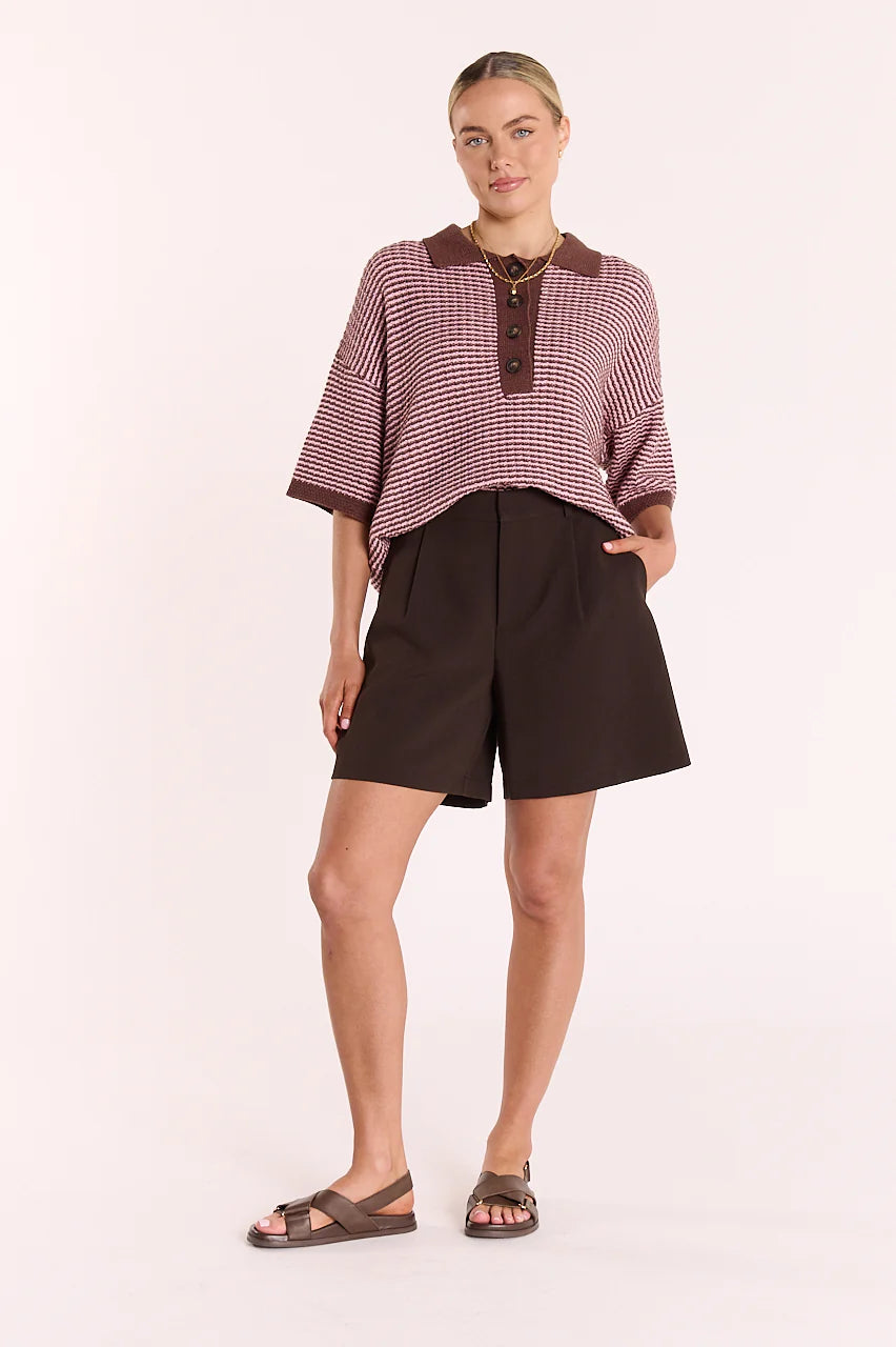 Hunter Top - Chocolate Pink Stripe
