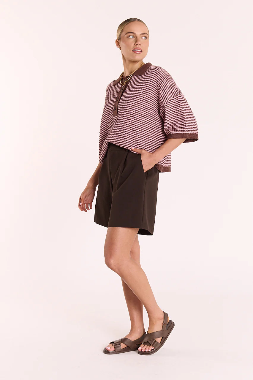 Hunter Top - Chocolate Pink Stripe