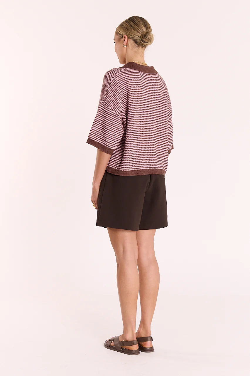 Hunter Top - Chocolate Pink Stripe