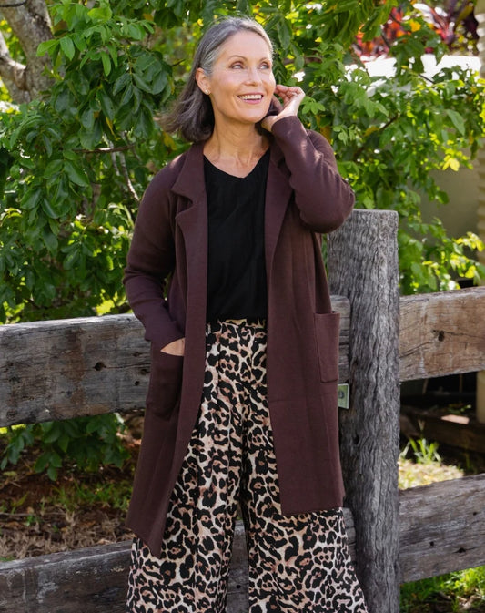 Chloe Knit Coatigan Chocolate