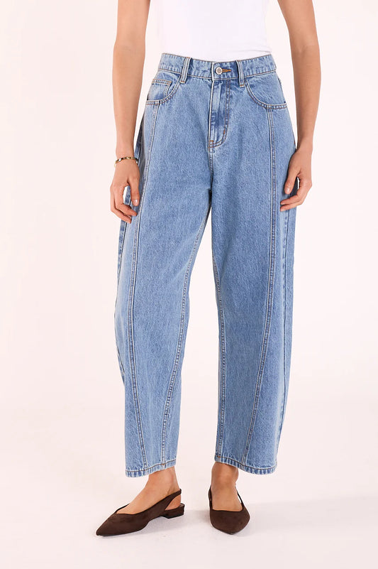 Lola Cropped Barrel Jean Panel Deep Blue